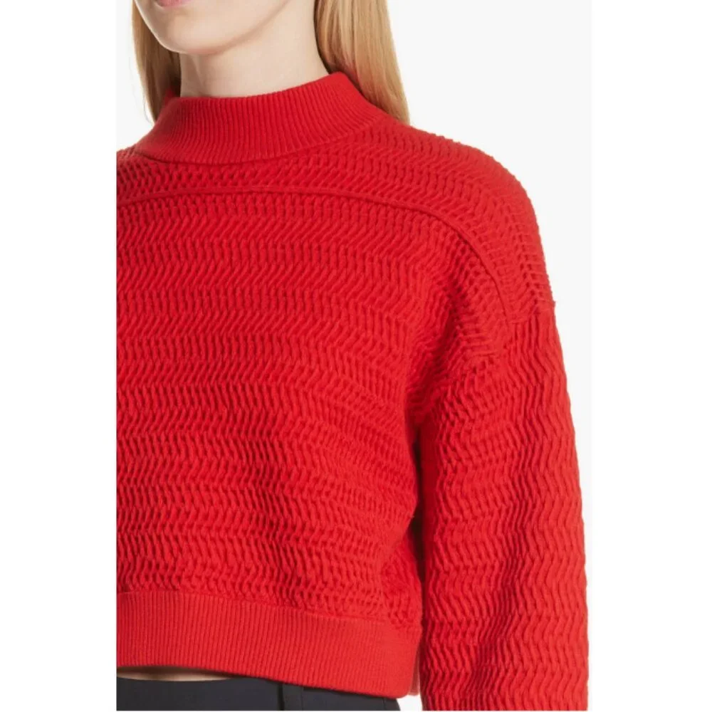 3.1 Phillip Lim Faux Plait Silk Blend Crop Sweater - Picture 3 of 11